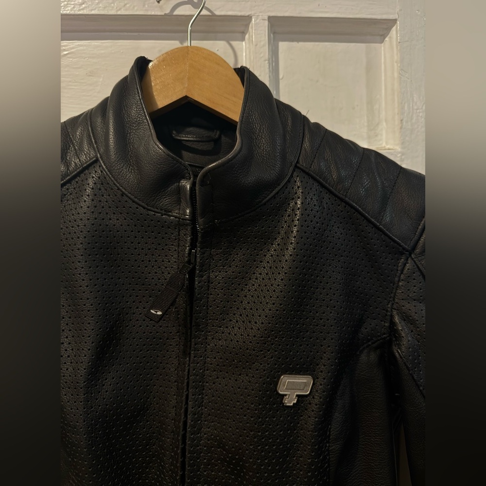 Women’s Black Perforated Leather Jacket - Sporty ChopperStyle - Picture 2 of 4